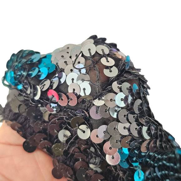 VTG Joy Stevens multi sequin chevron dolman top blouse evening bling Small - Picture 8 of 8